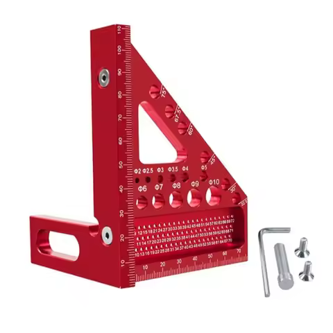 3D Multi-Angle Measuring Ruler Aluminum Alloy Metric Woodworking Square Ruler Precise Square Hole Sc