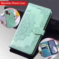 Samsung Galaxy A11 M11 A31 A01 A21 A51 A71 A21S A20S Mandala Embossed Leather Phone Case Card Slot wallet Shockproof Magnetic Magnet Stand holder Casing Flip Protection Bracket Shell Cover