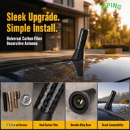 NG1ZX Short Car Antenna, 3.5cm Carbon Fiber Carbon Fiber Antenna, Streamlined Shape Black Metal Ante