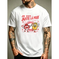 Canadian Coffee And Fries Cartoon Design Mens Crewneck T Shirt Loose Fit 100 Percent Fashion Versati