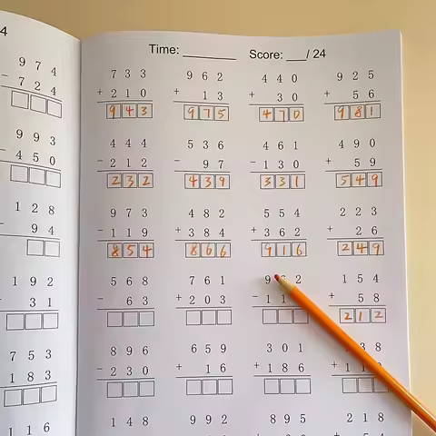 Math Workbook for Primary School Arithmetic Practice Grade 1-4 Addition And Subtraction within 1000 