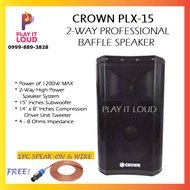 CROWN PLX-15 15" 1200watts  2-WAY PROFESSIONAL BAFFLE SPEAKER (1pc) 3UQ