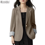 ZANZEA Women Korean Commuting Lapel Collar Long-Sleeved Pockets Blazer