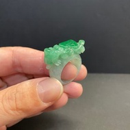 瀚玉珠寶 天然A貨翡翠 正陽綠翡翠戒指 緬甸玉戒指 玉戒 雕花戒指