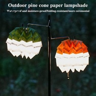MO- Pinecone Paper Lamp Shade with Adjustable Rope Folding Waterproof Outdoor Camping Light Shade Sn