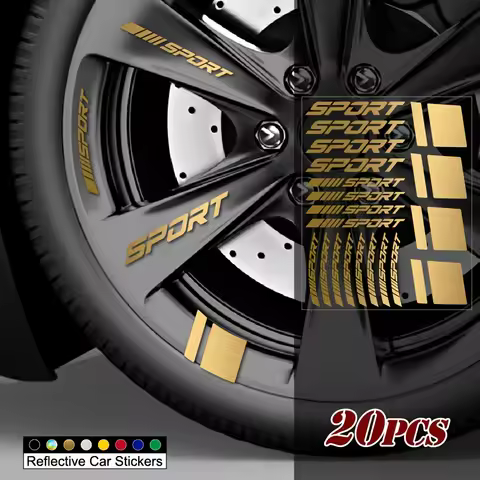 20Pcs Sport Car Wheel Sticker, Waterproof Vinyl Decal for Car Rim, Motorcycle, DIY Decor, Multiple C