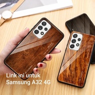 WoodGrain Glass Case Samsung Galaxy A32 SamsungA32 Cover Casing HP