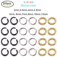 Benecreat 200pc 304 Stainless Steel Open Jump Rings Real 24K Gold Plated / Black / Silver 10x1.5mm I