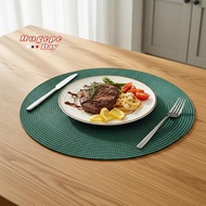[hugepe-t] Anti-scald Round Woven Placemats 4/6/8Pcs Nordic Style Imitation Cotton Yarn Mats for Hom