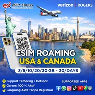 eSIM USA & Canada Support TKTK 3/5/10/20 GB Data | 15/30 Hari | eSIM Roaming | eSIM Travel