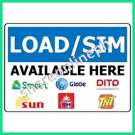 ◸ ◬ ▼ Laminated Signages Load Available Here Sticker Signage PVC Sign Boards Load SIM Available her
