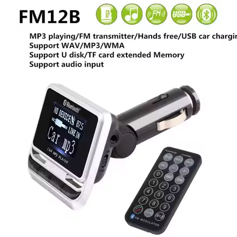 FM12B 1 44 Inch LCD Bluetooth Car MP3 Player Handsfree Wireless FM Transmitter Radio Adapter USB Car