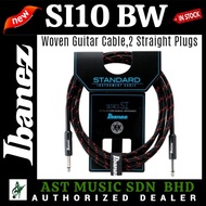 Ibanez SI10-BW Woven Guitar Cable, 2 Straight Plugs - Black red ( SI-10BW / Si10bw )