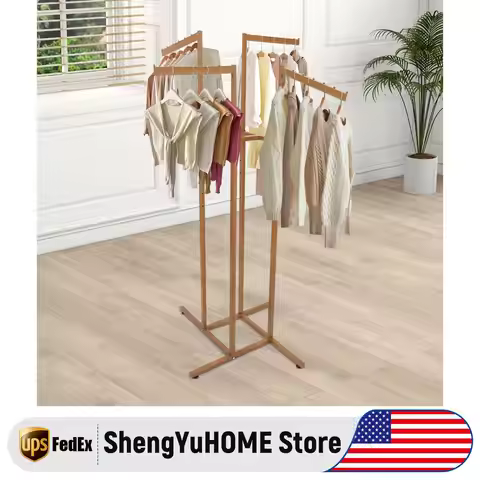 Clothing Rack, 4-Bar Gold Garment Rack, Coat Hanger Retail Store Display Stand, Heavy Duty 201 Stain