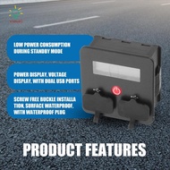 sanhuiDC12-24V Battery Capacity Indicator Voltmeter Battery Monitor Meter with Dual USB Changer Sock