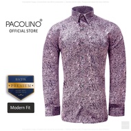 Pacolino - (Modern Fit Cutting) Purple Color Malaysia Men Premium Batik Long Sleeve Kemeja Batik Lel