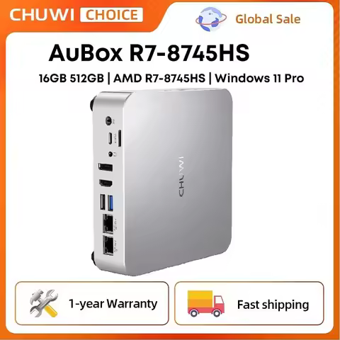 CHUWI Choice AuBox Mini PC AMD Ryzen 7 8745HS 16GB DDR5 512GB SSD Windows 11 Pro 4K Display AI-Link 