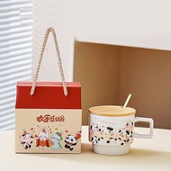 Ceramic cup with wooden lid and spoon with cardboard box as a birthday gift 8/3 valentine TINI COCNA