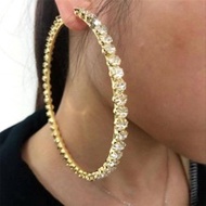 1pair 4cm to 10cm White Crystal Round Hoop Earrings
