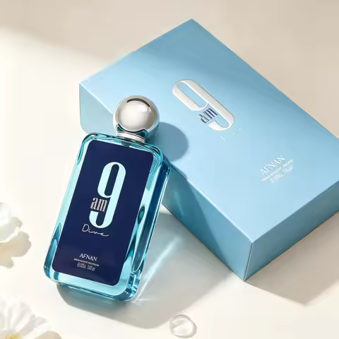 Afnan 9am Dive Eau De Parfum 100ml Men Perfume Transparent Light Blue Bottle Crystal Round Cap Fresh