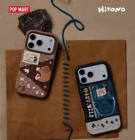 POPMART HIRONO Road Log Series Blind Box Patchwork/Knitted iPhone 17 Pro/Pro Max Case Boys and Girls