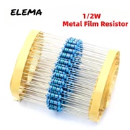 1/2W Metal Film Resistor 1R~1M 0.5W 1% Color Ring Resistance 1R 10R 100R 470R 1K 10K 100K Ohm Metal 