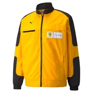 PUMA Mens Ferrari Race Statement Woven Jacket Casual Athletic Outerwear Casual Pockets - Yellow - Si