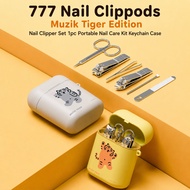 777 Nail Clippods Muzik Tiger Edition Nail Clipper Set 1pc Portable Nail Care Kit Keychain Case Red 