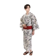 日本 和服 男 綿 浴衣 腰封 2 件 套組 L Z35-c2 yukata