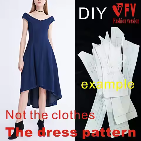 Pattern cutting drawing women's dress with big swing dress clothing design drawing BLQ-382