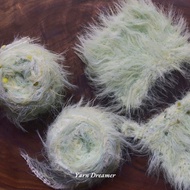 Light Green Polka Dots Plush Yarn Art Fur Yarn Crochet Yarn Fluffy Yarn for Crochet Bundle Fuzzy Yar