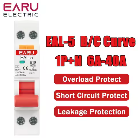 18MM 1P+N AC 230V Type A 6A-40A B C Curve RCBO MCB Residual Current Circuit Breaker Over Short Curre