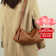CALWAN KEODH包包女包牛皮大容量真皮饺子包轻奢ck风送女友老婆奢侈品礼物生日 焦糖色