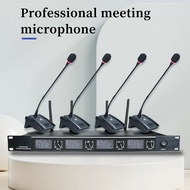 Professional Wireless Microphone Gooseneck System UHF 4 Channels Desktop Mics Designed for Large Conferences, Meetings