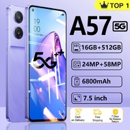 【COD】Smartphone A57 Pro Full Screen Full 7.5inch New handphone RAM16GB ROM512GB phone murah Original 2022 Open Joint Finger Promo Cheap mobile phones original android 4G/5G The che