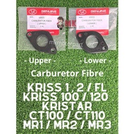 CARBURETOR FIBRE KRISS / Kristar / CT100 / CT110 / MR1 MR2 MR3 Plastik Hitam INSULATOR Carburator Fiber Upper / Lower