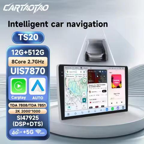 UIS7870 TS20 Android 14 Universal 9/10 inch Car Radio 2K QLED Carplay Auto DSP GPS Multimedia Player