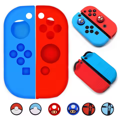 Switch JoyCon Silicone Protective Case Cover for Switch/Switch OLED JoyCon Controller + 4Pair Thumb 