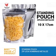(PACK) STANDING POUCH KOMBINASI ZIPLOCK METALIZED ALUMUNIUM FOIL 10x17