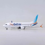 FZAirplane 737 B737 Aircraft 1/85 Scale 47CM Fly Dubai Diecast Resin Plane Model W Light and Wheel T