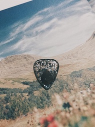 【客製化禮物】碳黑碎石繡球花單葉押花結他撥片 Guitar Pick