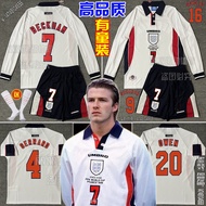 football jersey argentina jersey 98 England Jersey Home Long Sleeve No.7 Beckham 1998 World Cup Owen