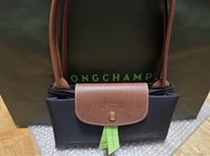 Longchamp Le Pliage 28 Black 黑色 中號長柄