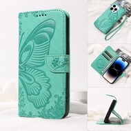 Cho Samsung Galaxy J3 J5 J6 J7 Prime Vỏ lật Ví da PU bướm Điện thoại da Trường hợp với dây đeo tay