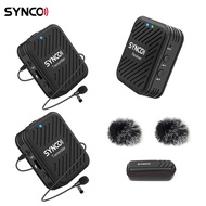 SYNCO G1(A2) 2.4G Wireless Microphone System with 1 Receiver &amp; 2 Transmitters &amp; 2 Lavalier Microphones 50M Transmission Range 3.5mm Plug for Smartphone Camera Camcorder Vlog Live Streaming Interview Video Recording