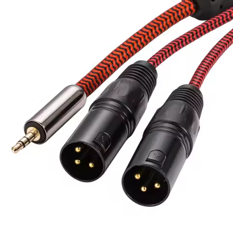 Premium Audio Cable Mini Jack 3.5mm to Dual XLR for PC MP3 Amp Mixer Console 3.5 to 2 XLR 3 Pin Shie
