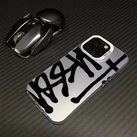 Abstract art in black font phone case is suitable for iPhone17 16 15 14 13 12 11 Pro Max shockproof 