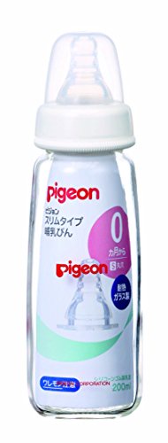 pigeon 貝親細口型耐熱玻璃奶瓶（附矽膠S號圓孔奶嘴）200ml
