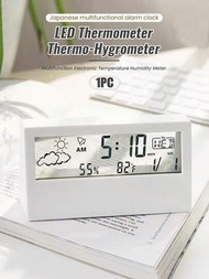 1入組lcd多功能電子時鐘,學生靜音版本多功能電子溫度計和濕度計,簡約創意臥室智能電子時鐘