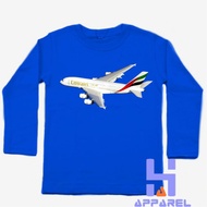 CHILDREN'S CLOTHES, CHILDREN'S T-SHIRT, AIRBUS A380 EMIRATES PLANE, LONG SLEEVE